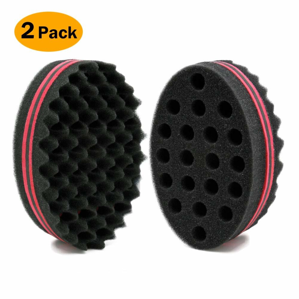 BEWAVE Big Holes Barber Hair Brush Sponge Dreads Locking Twist Afro Curl Coil Wave Hair Care Tool (2 Count)