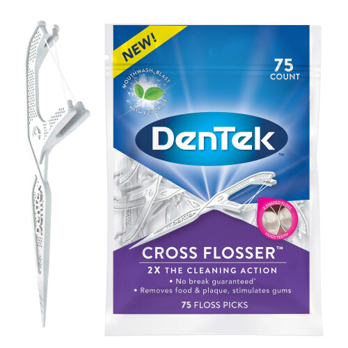 DenTek Cross Flosser Plaque Control Floss Picks X-Shaped Floss 75 count
