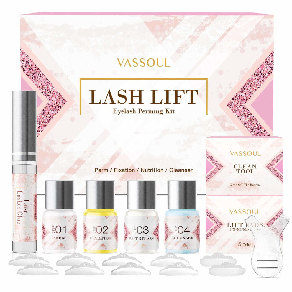 VASSOUL Lash Lift Kit, Eyelash Perm Kit, Professional Eyelash Lash Extensions, Lash Curling, Semi-Permanent Curling Perming Wave Suitable For Salon