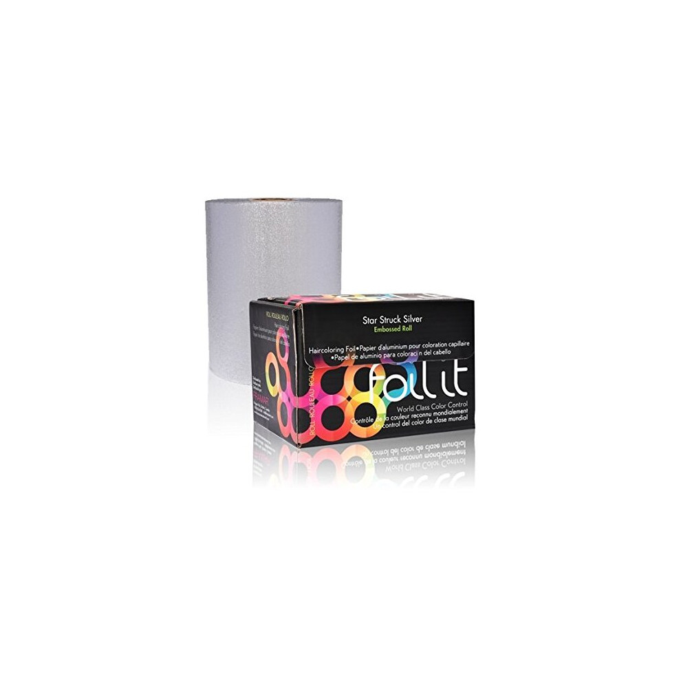 Framar Silver Star Struck Embossed Roll Aluminum Foil, Hair Foils For Highlighting - Medium 320 Ft
