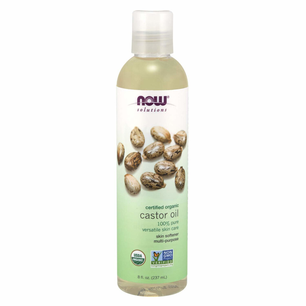 NOW Solutions, Organic Castor Oil, 100% Pure Versatile Skin Care, Multi-Purpose Skin Softener, 8-Ounce