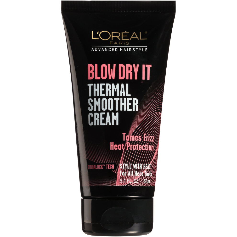 L'Oreal Paris Advanced Hairstyle BLOW DRY IT Thermal Smoother Cream, 5.1 fl. oz.