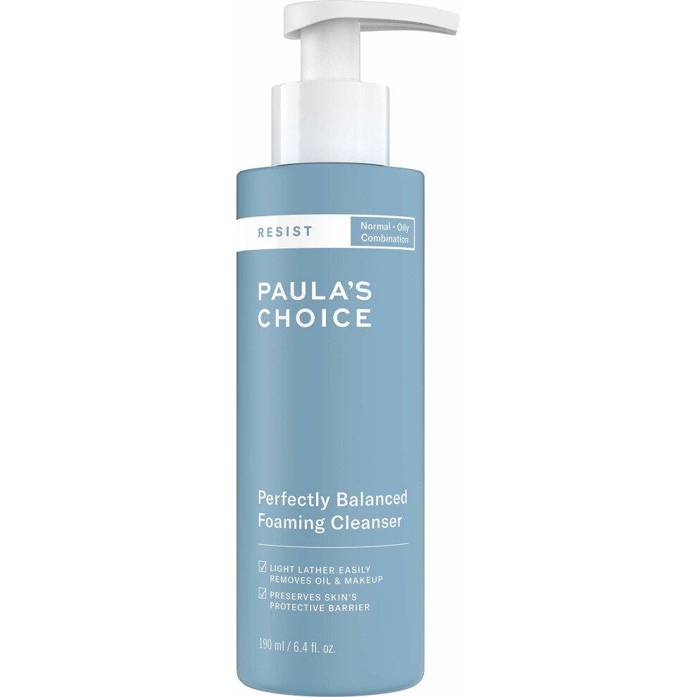 Paula's-Choice Paula's Choice Resist Perfectly Balanced Foaming Cleanser, Hyaluronic Acid & Aloe, Anti-Aging Face Wash, Large Pores & Oily Skin, 6.4 Ounce