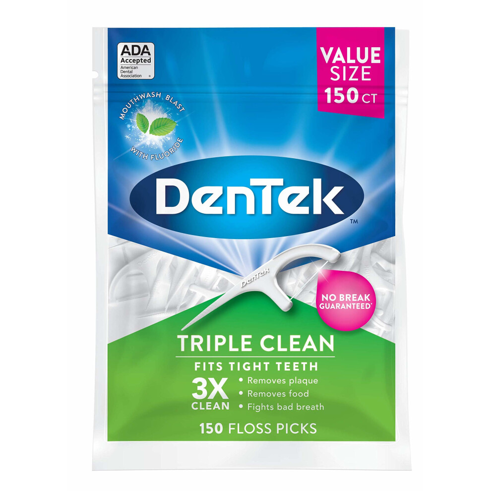 DenTek Triple Clean Floss Picks | No Break Guarantee | 150 Count