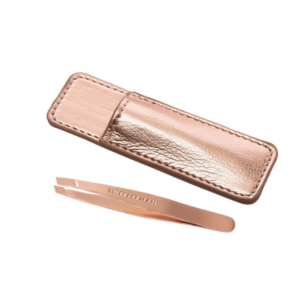 Tweezerman Gold Rose Mini Slant Tweezer With Case