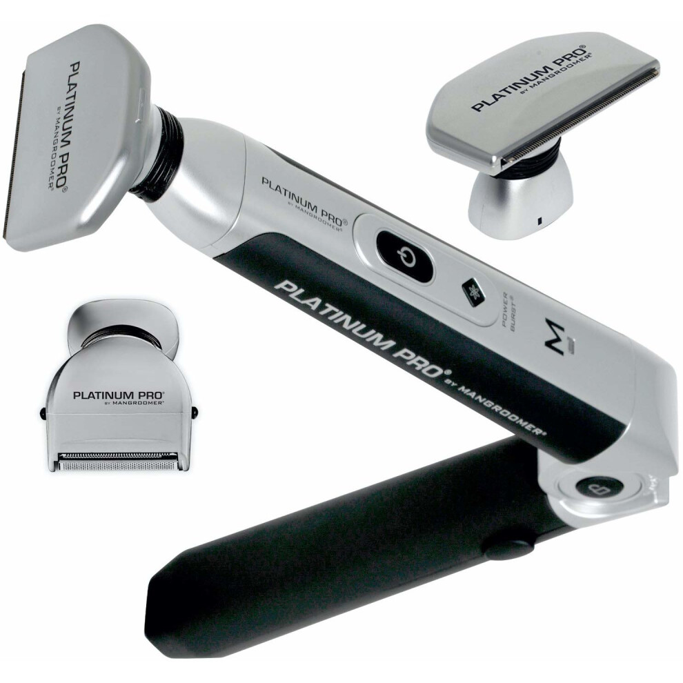 Platinum Pro By Mangroomer - New Back Shaver With 3 Shock Absorber Flex Heads, Power Hinge, Extreme Reach Handle And Bonus Case! (Generation 8.0)