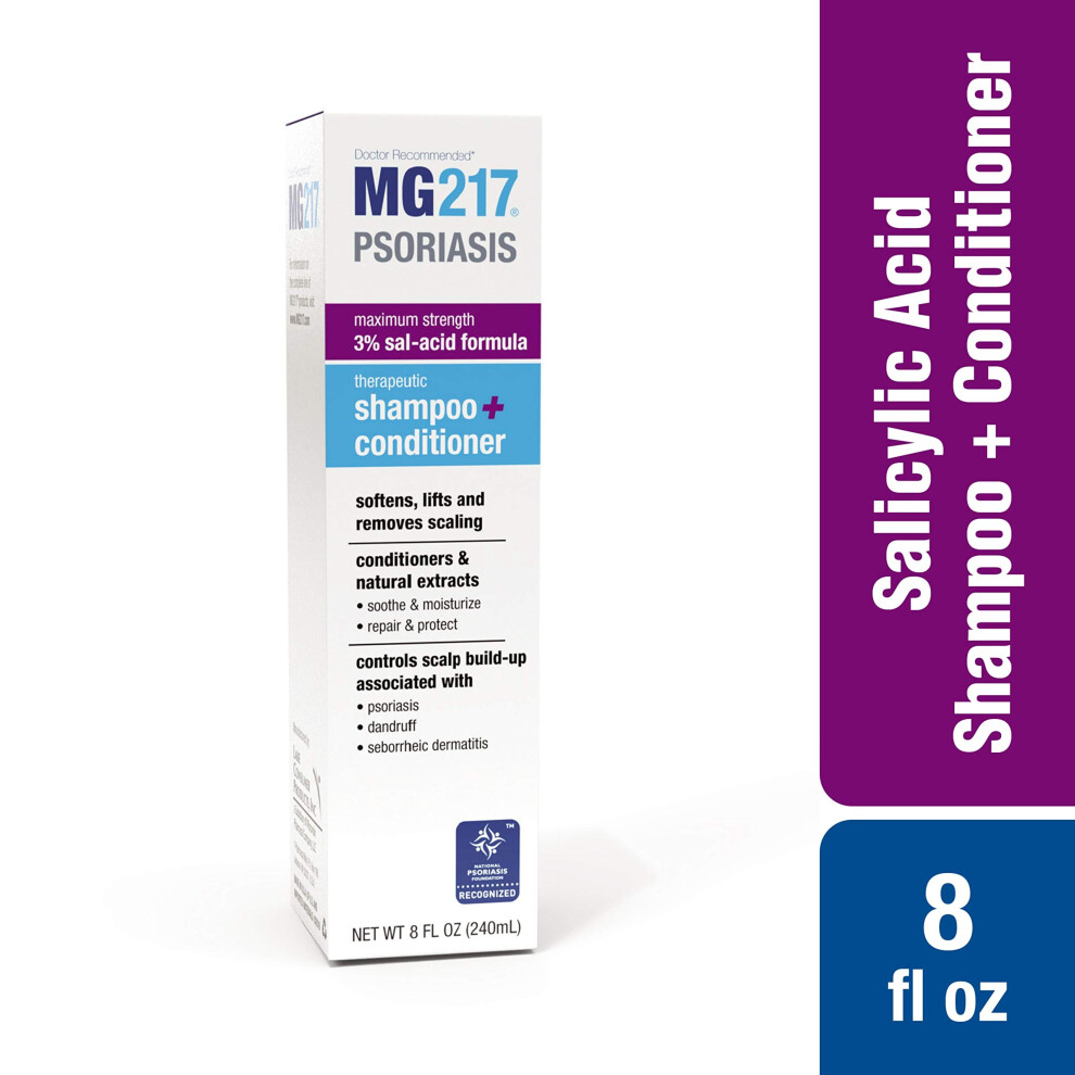 MG217 Psoriasis 3% Salicylic Acid Therapeutic 2 in 1 Shampoo and Conditioner - 8 oz Bottle