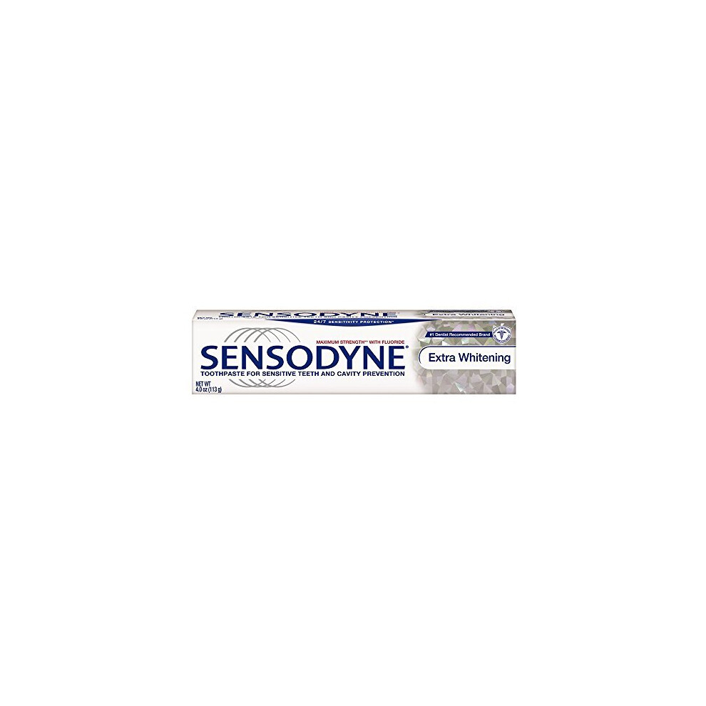 Sensodyne Toothpaste for Sensitive Teeth & Cavity Protection, Extra Whitening 4 oz