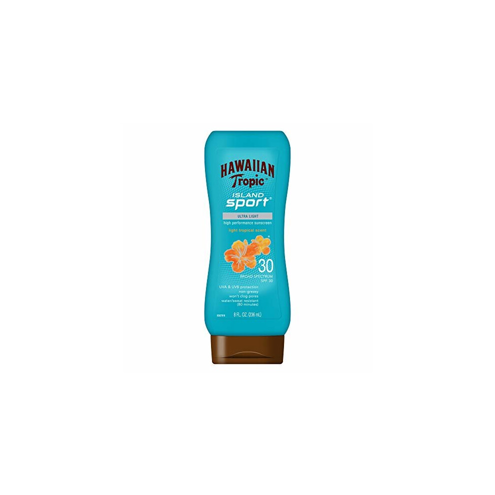 Hawaiian Tropic Island Sport Sunscreen Lotion, Ultra Light, High Performance Protection, SPF 30, 8 Ounces