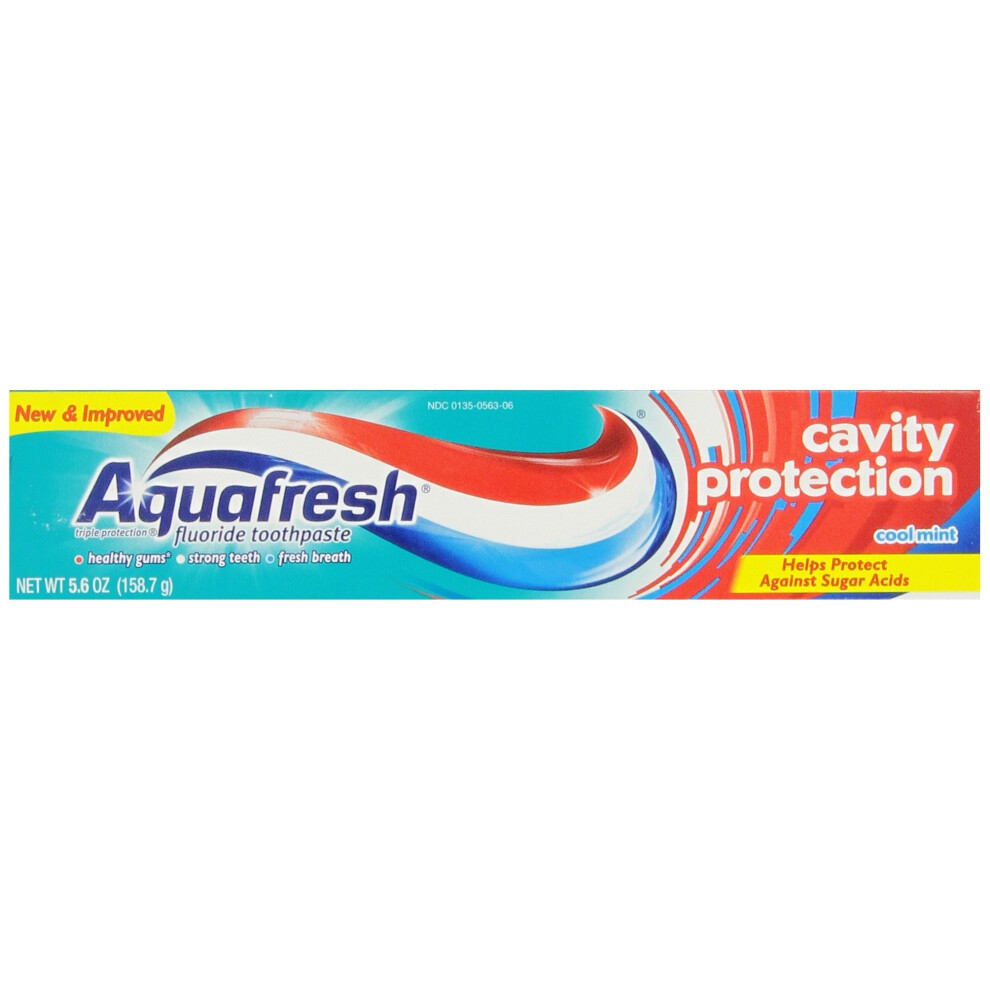 Aquafresh Cavity Protection Fluoride Toothpaste, Cool Mint, 5.6 ounce