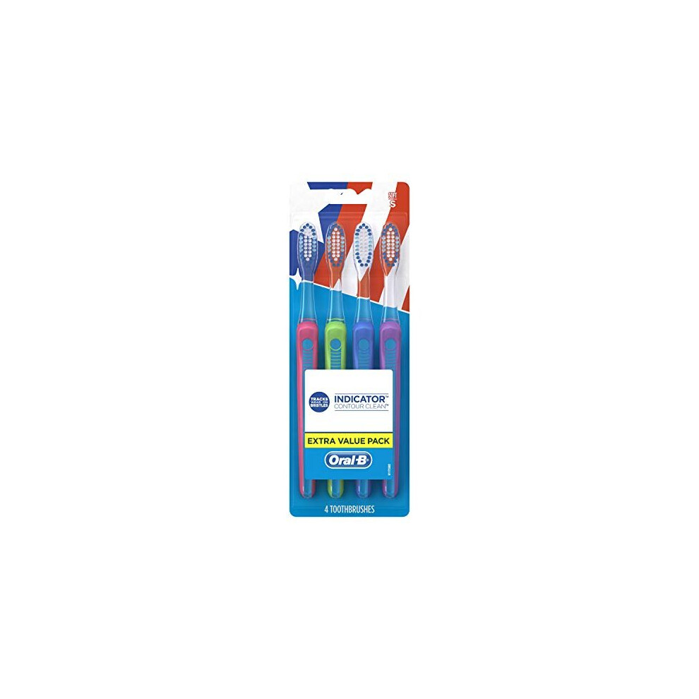 Oral-B Indicator Color Collection Manual Toothbrush, Soft, 4 Count
