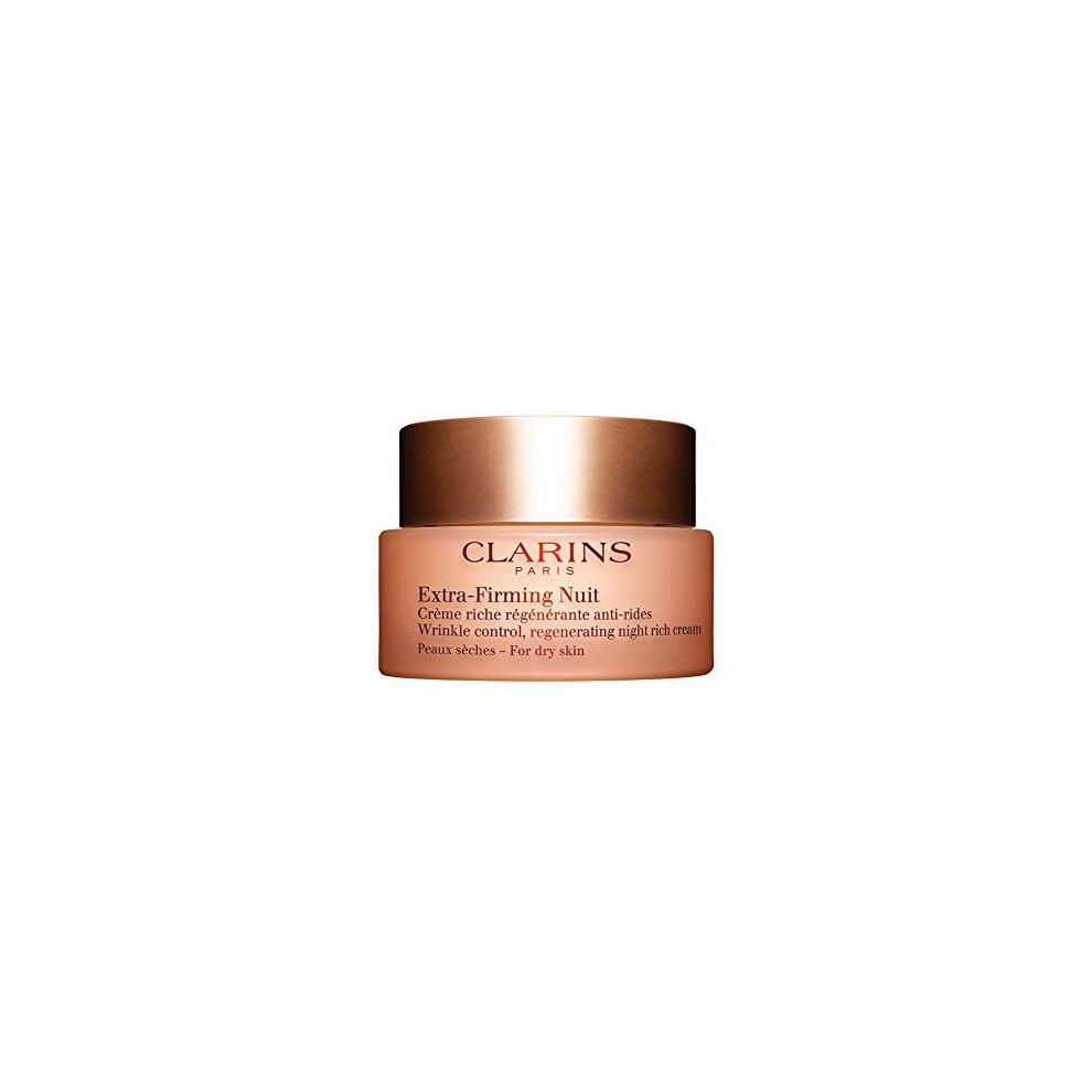 Clarins Extra-Firming Nuit Wrinkle Control Regenerating Night Rich Dry Skin, 1.6 Ounces Cream