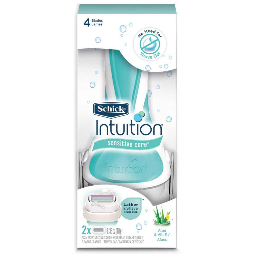 Schick Intuition Sensitive Care Razor For Women With 2 Moisturizing Razor Blade Refills With Natural Aloe