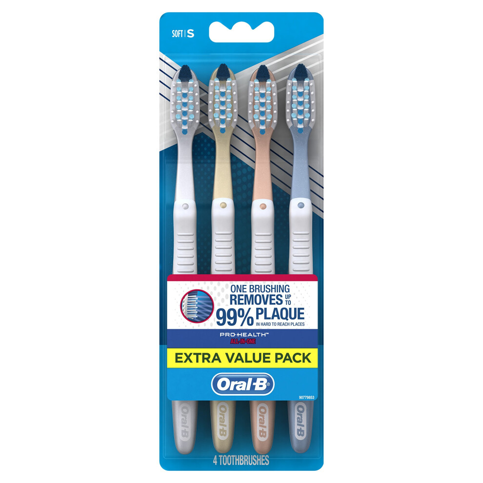 Oral-B CrossAction All In One Manual Toothbrush, Soft, 4 count