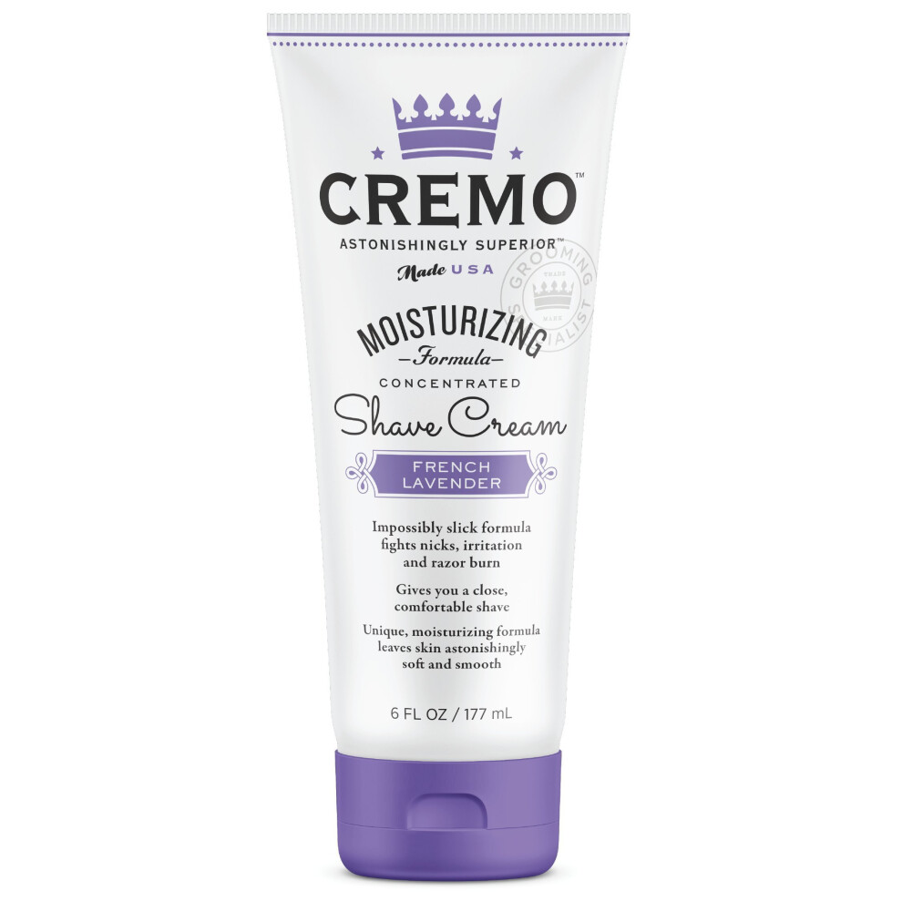 Cremo Lavender/Cream French Moisturizing Shave Astonishingly Superior Shaving For Women, Fights Nicks, Cuts And Razor Burn, 6 Fluid Ounces