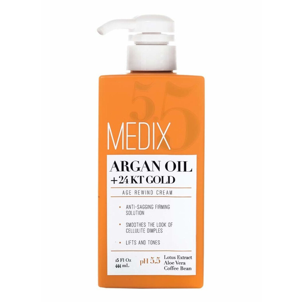 Medix 5.5 Argan Oil Cream with 24kt Gold. Anti-sagging firming cream to reduce the look wrinkles, cellulite, and blemishes. 15oz (15oz)