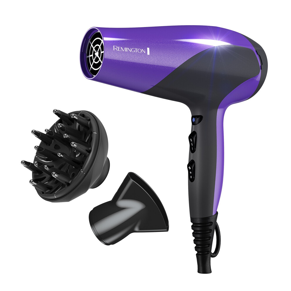 Remington D3190 Damage Protection Hair Dryer with Ceramic + Ionic + Tourmaline Technology, Purple