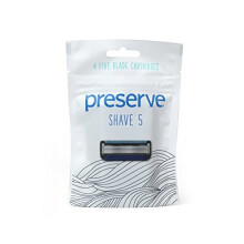 Preserve Five Blade Replacement Cartridges for Preserve Shave Five Recycled Razor, 4 Count