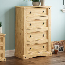 Corona 4 Drawer Chest Bedroom Storage Rustic Pine