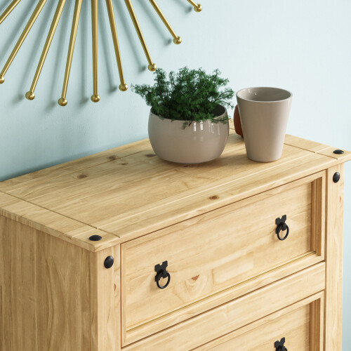 Home Discount Corona 4 Drawer Chest Bedroom Storage Rustic Pine 2
