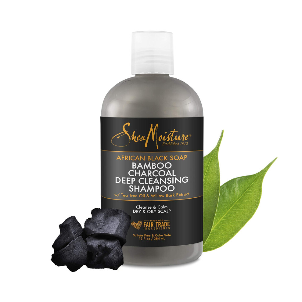 Shea Moisture African Black Soap Bamboo Charcoal Deep Cleansing Shampoo 13 OZ./384 mL