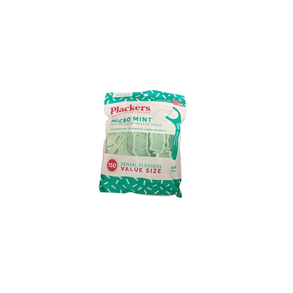 Plackers Micro Mint Dental Flossers, 150 Count
