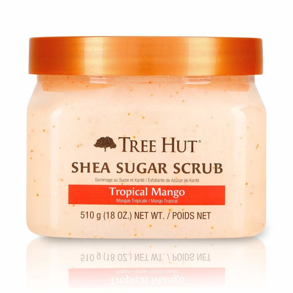 Tree Hut Shea Sugar Scrub Tropical Mango, 18Oz, Ultra Hydrating And Exfoliating Scrub For Nourishing Essential Body Care