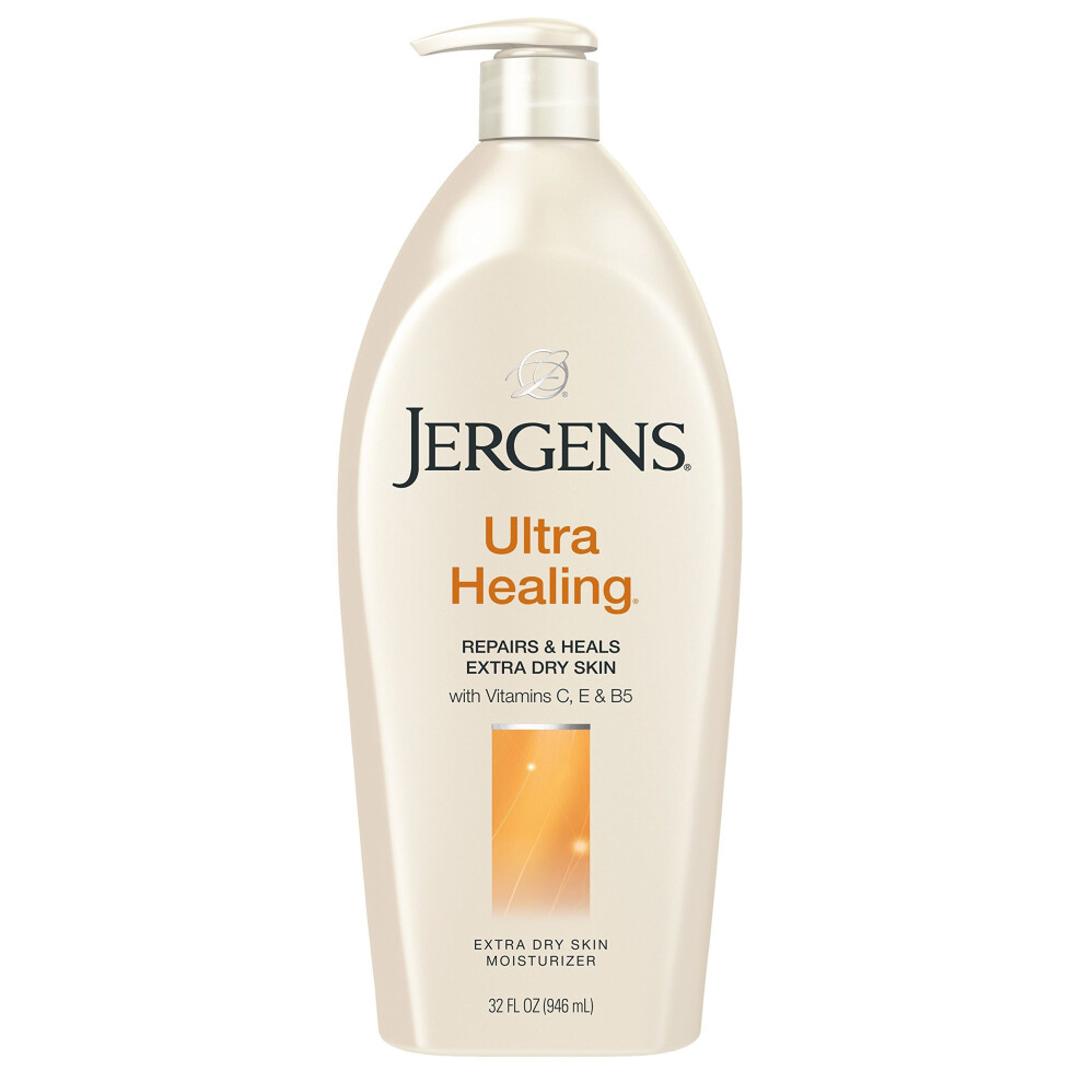 Jergens Ultra Healing Dry Skin Moisturizer, 32 Ounce Body Lotion, For Absorption Into Extra Dry Skin, With Hydralucence Blend, Vitamins C, E, And B5