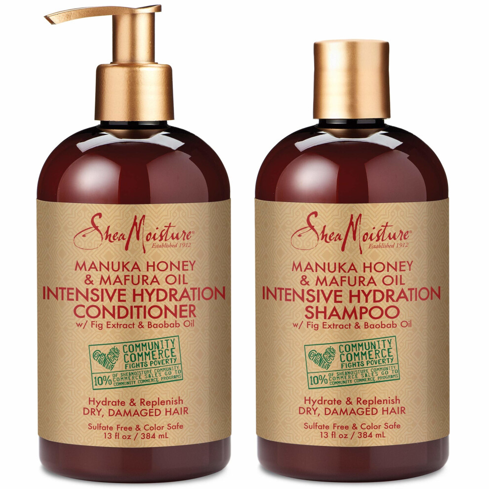 SheaMoisture Manuka Honey & Mafura Oil Intensive Hydration Shampoo & Conditioner | Set of 2 | 13 fl. Oz. each