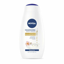 NIVEA Nourishing Botanical Blossom Duschgel mit pflegendem Serum, feuchtigkeitsspendendes Duschgel f   r Frauen, angereichert mit Provitamin B5 und