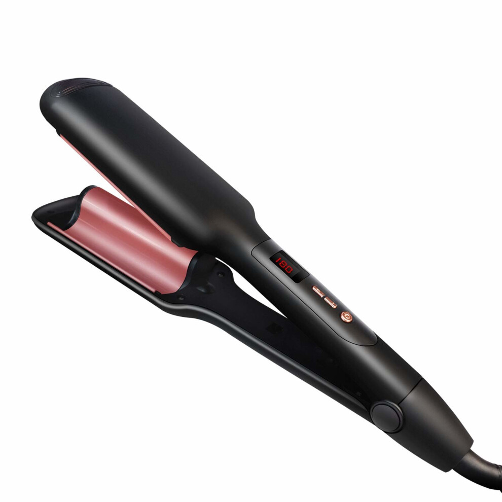 Yitrust Hair Crimper Deep Waver Curling Iron Tourmaline Ceramic Barrel Beachy Wavy Curler LCD Dual Voltage