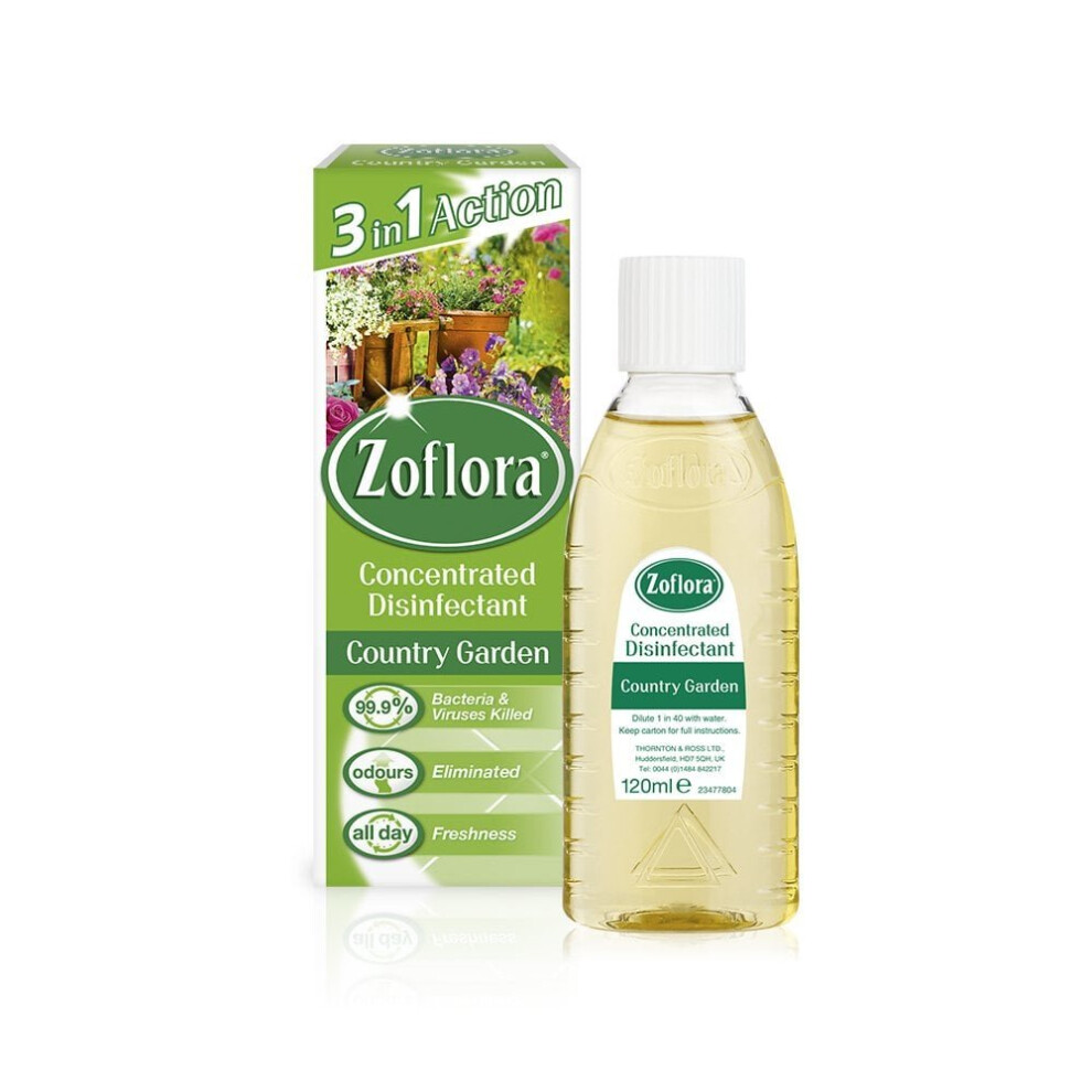 (COUNTRY GARDEN , 120ML - Pack of 3) Zoflora 3 in 1 Antibacterial Disinfectant X3