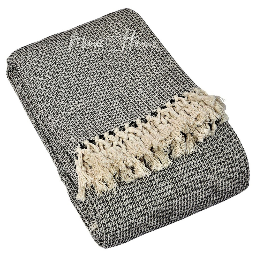 (102" x 102", Black / Natural) Honeycomb waffle Cotton Throws (Two-Tone)