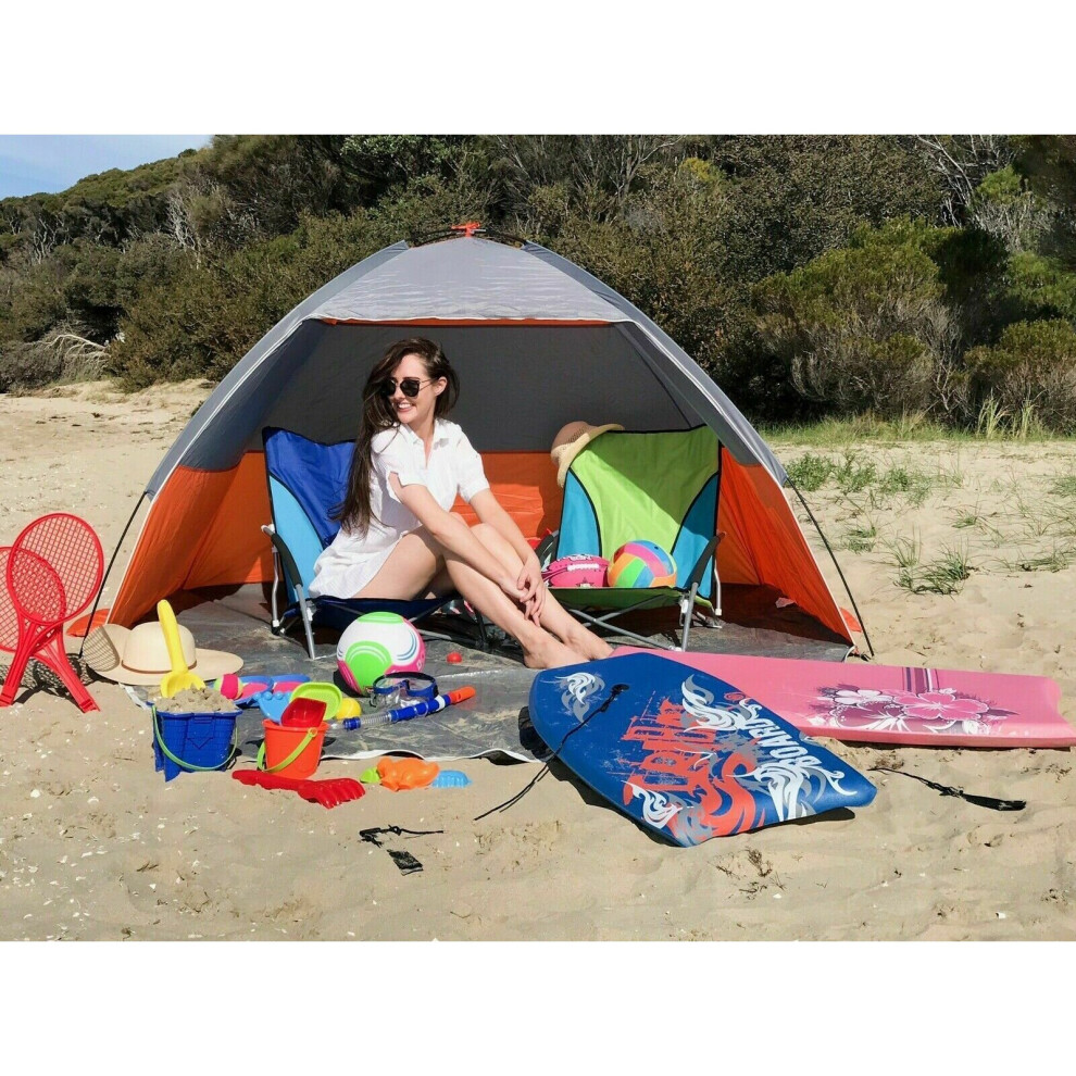Abri De Plage Noir/Orange – 210x115x115 Cm – Avec Housse De Transport – Neuf