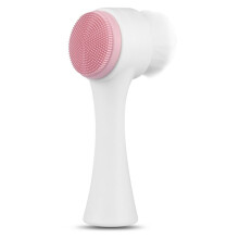 (Pink) Double-sided Face Cleansing Brush Soft Silicone New