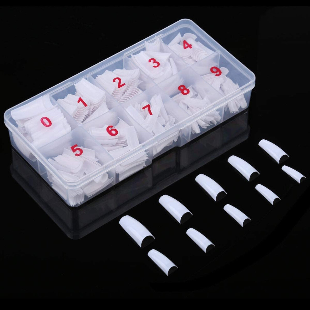 (Natural) 500pcs Professional French False Nails for Acrylic Nail Art DIY Tips