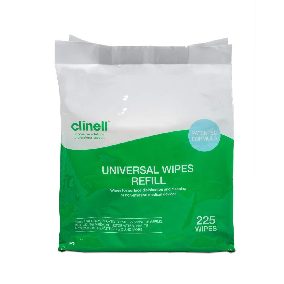 Clinell Universal Wipes Bucket Refill, Pack of 225