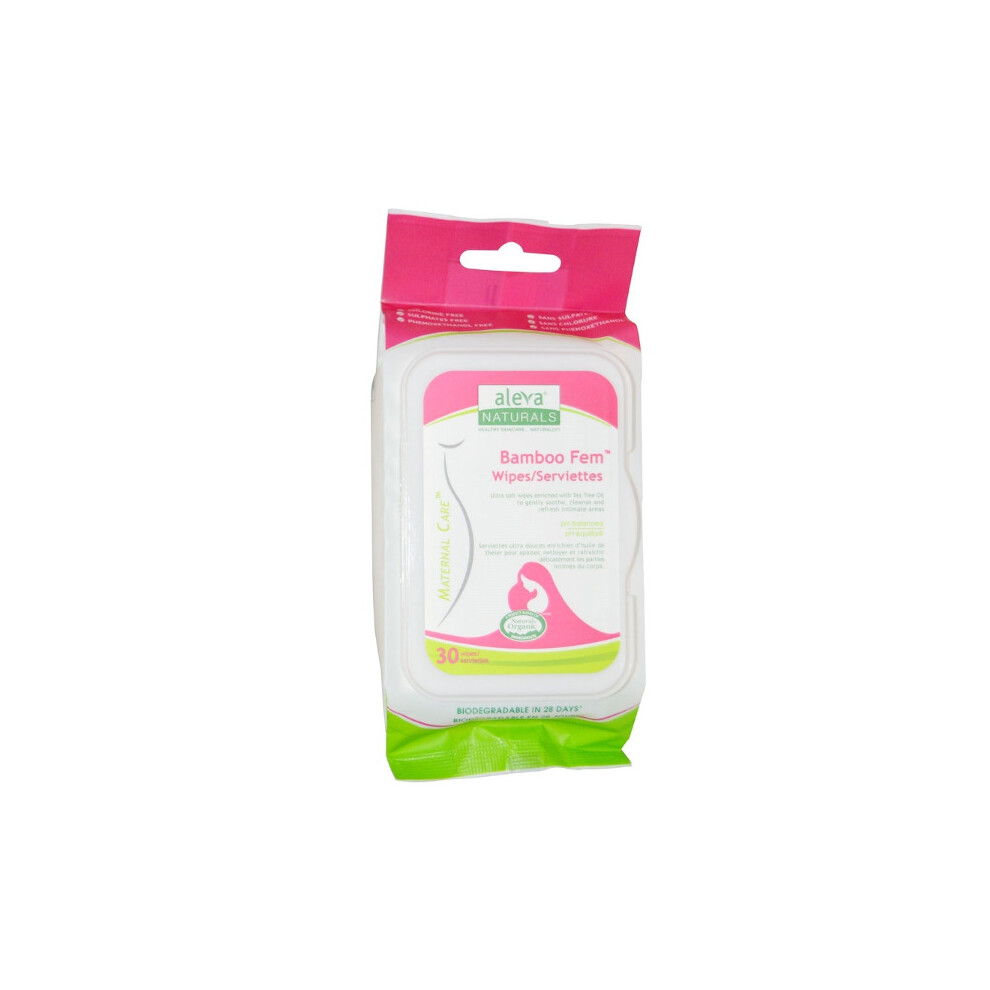 Aleva Naturals , Bamboo Fem Wipes, 30 Wipes