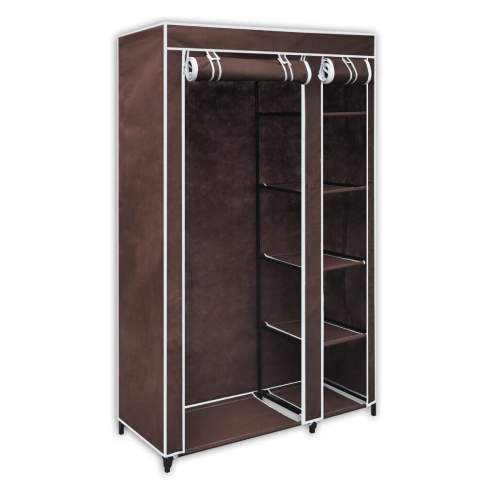 vidaXL Wardrobe Brown Fabric 110x45x175cm Cloth Shoe Storage Rack Organiser