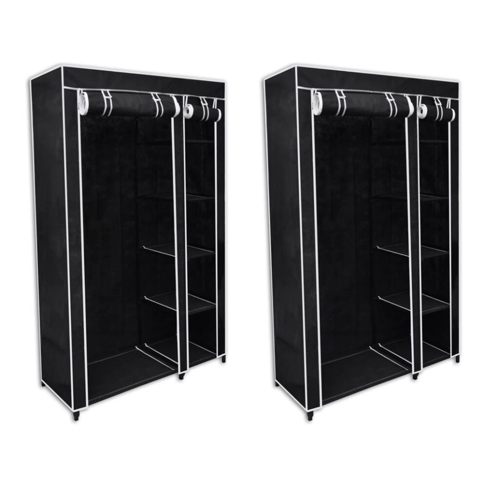 vidaXL 2x Wardrobes Black Fabric Cloth Shoe Storage Rack Organiser Cabinet