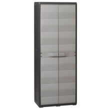 vidaXL Garden Storage Cabinet with 3 Shelves Black and Grey Tool Locker Shed