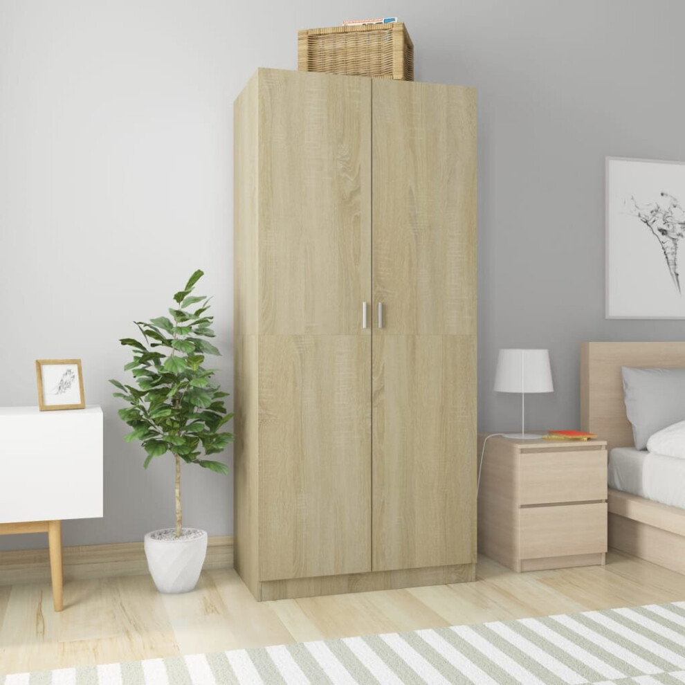 vidaXL Wardrobe Sonoma Oak Engineered Wood Clothing Storage Cabinet Orangiser