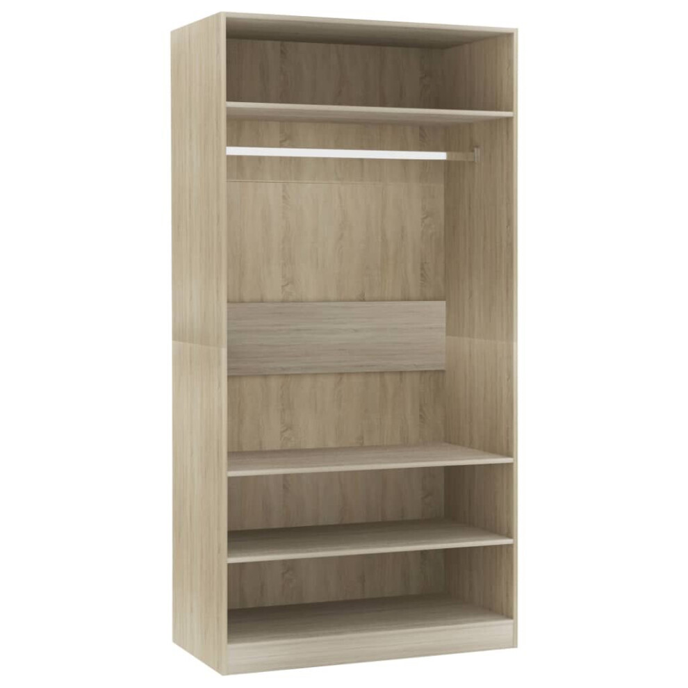 vidaXL Wardrobe Sonoma Oak 100x50x200cm Chipboard Clothing Cabinet Hanger