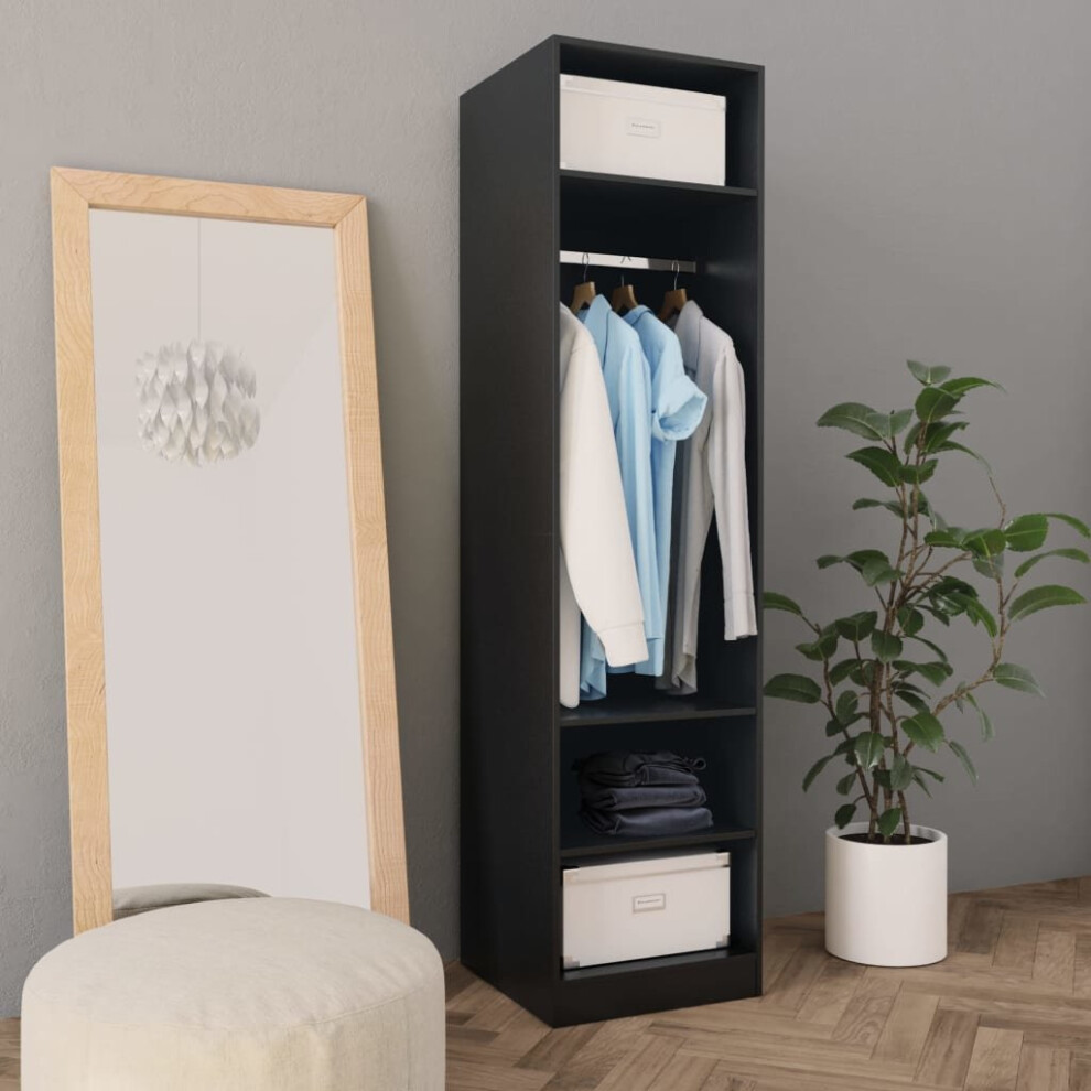 vidaXL Wardrobe Black 50x50x200cm Chipboard Clothing Storage Cabinet Hanger