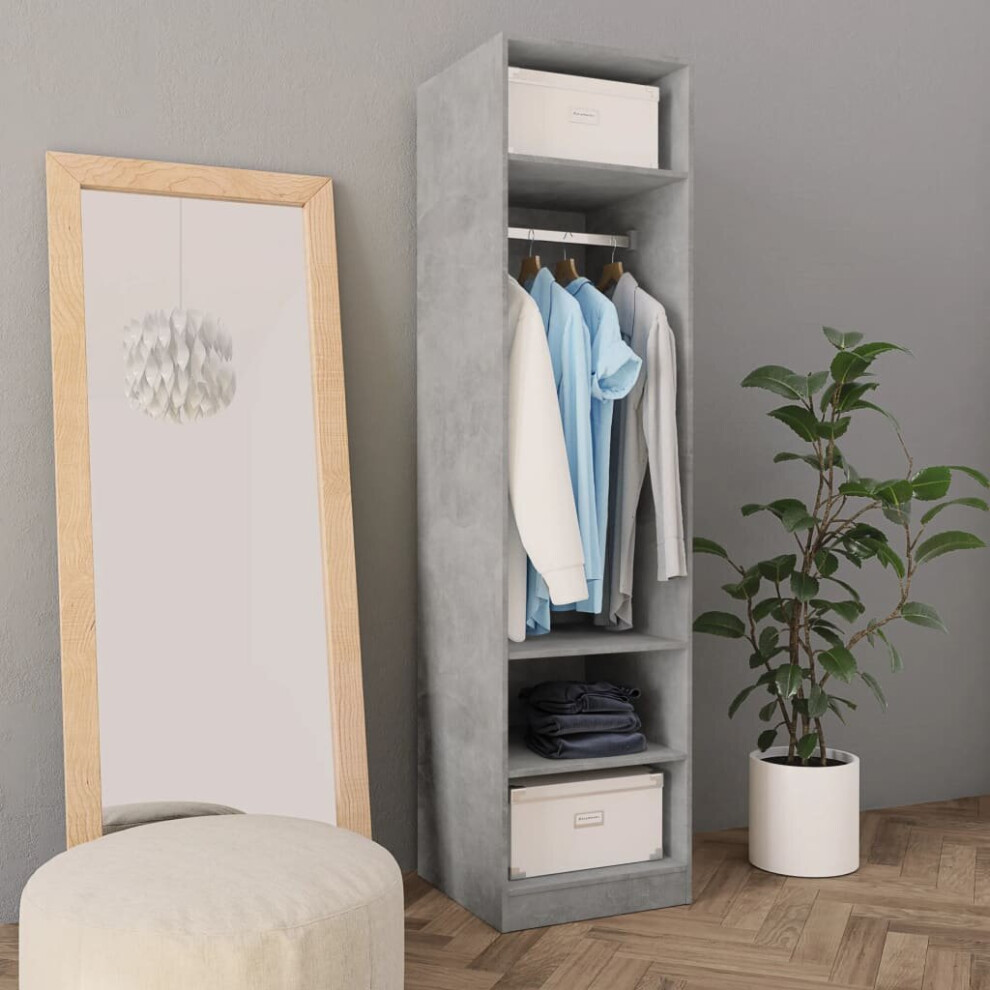 vidaXL Wardrobe Concrete Grey 50x50x200cm Chipboard Clothing Storage Cabinet