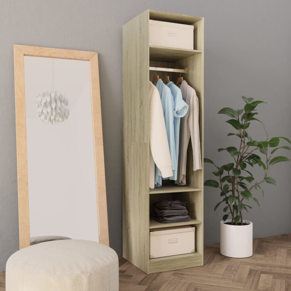 vidaXL Wardrobe Sonoma Oak 50x50x200cm Chipboard Clothing Storage Cabinet