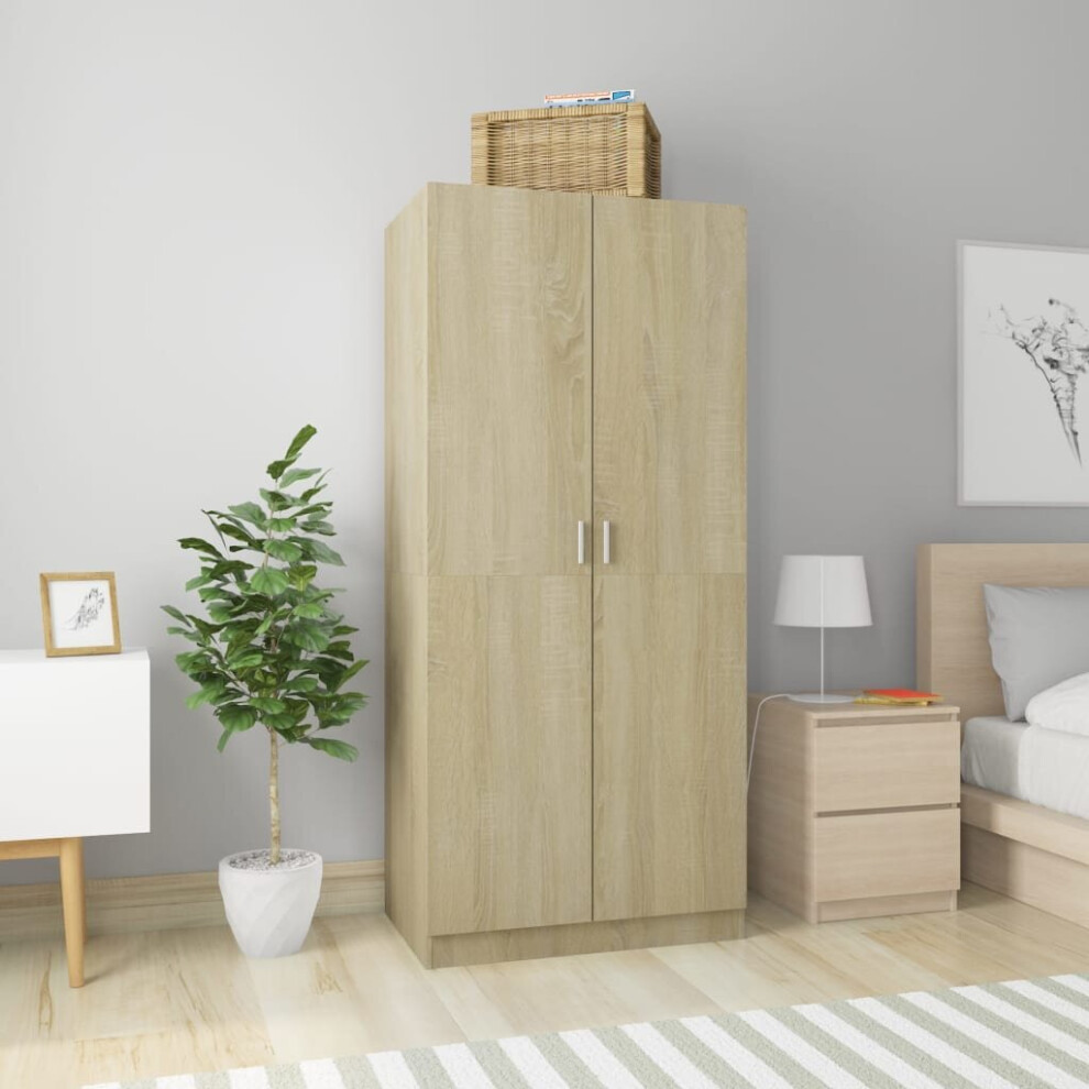 Vidaxl Wardrobe Sonoma Oak Engineered Wood Clothing Hanger Storage Organiser