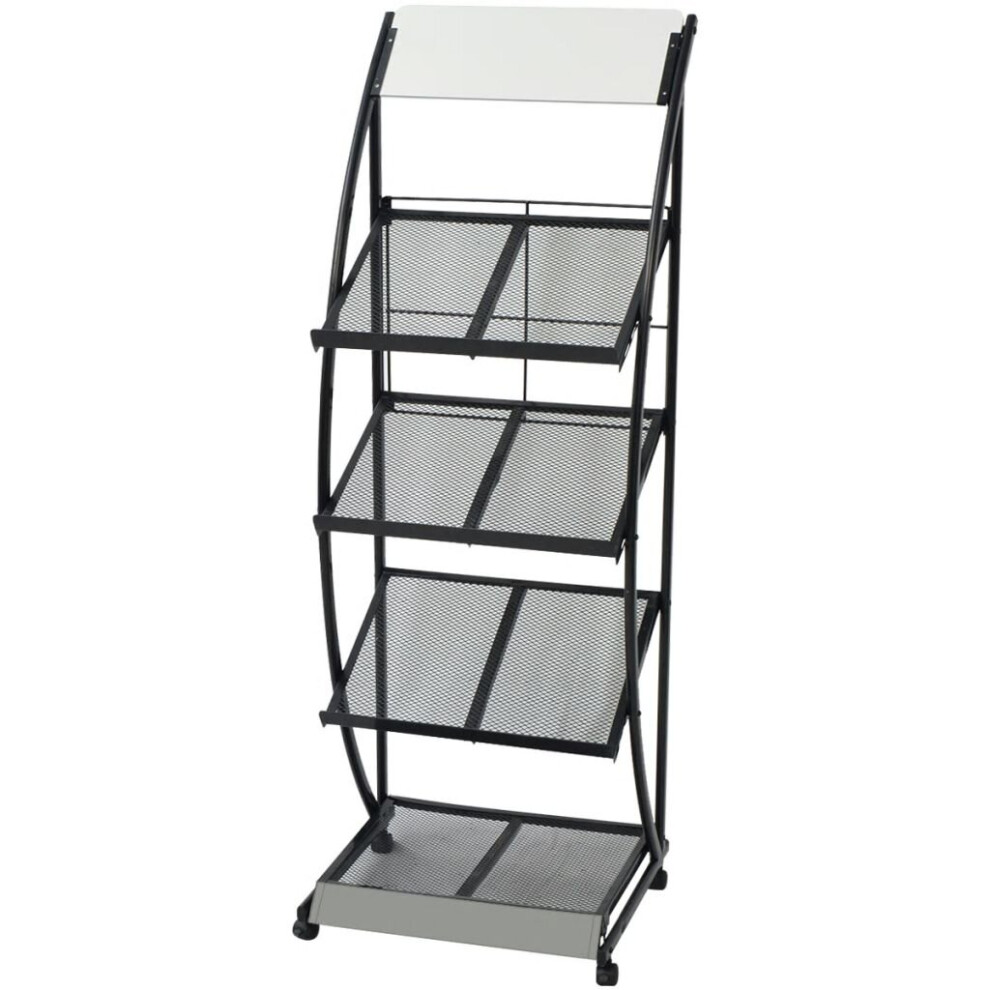 Vidaxl Magazine Rack 47X40x134 Cm Black And White A4 Newspaper Organiser Stand