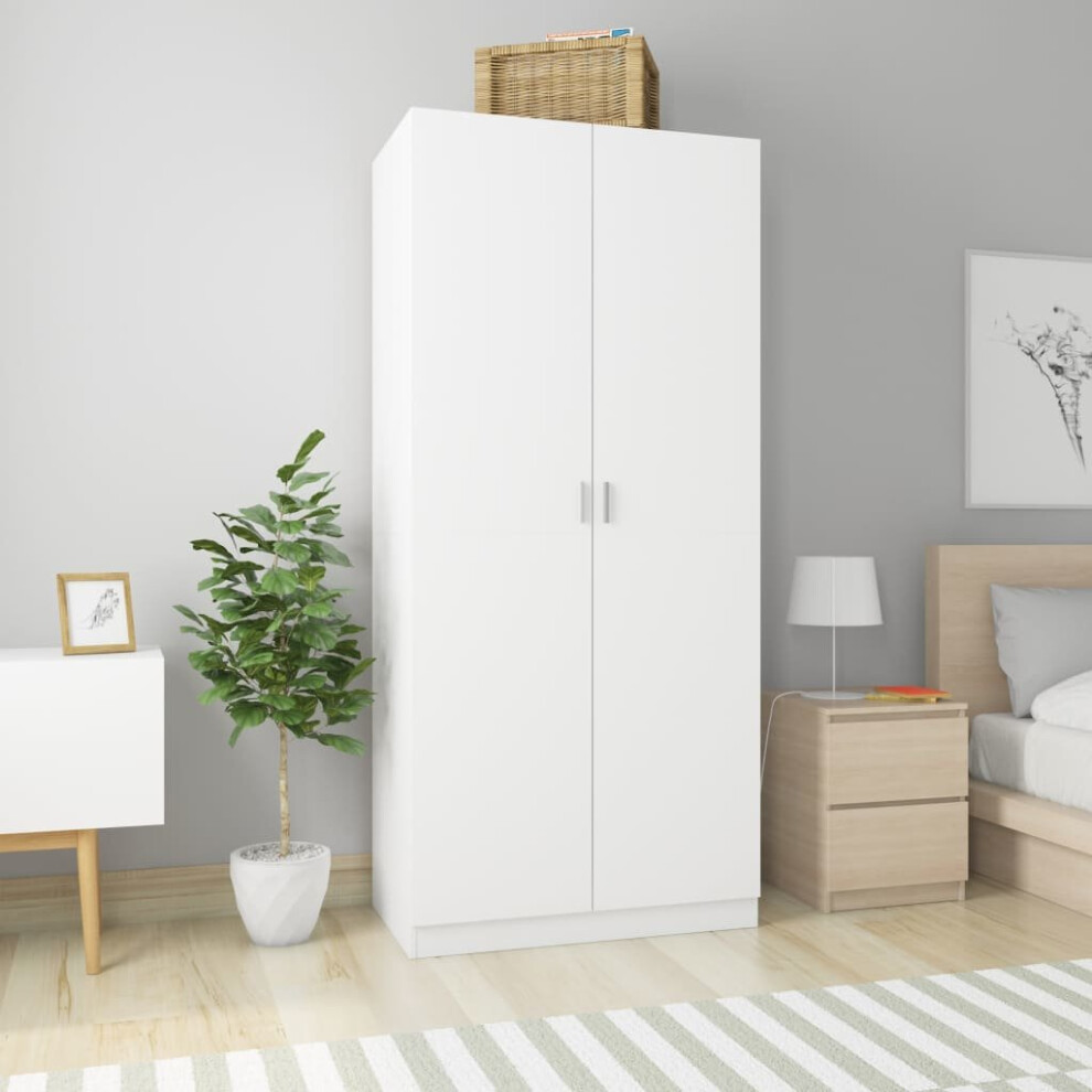 vidaXL Wardrobe White Engineered Wood Clothing Storage Cabinet Orangiser Rack