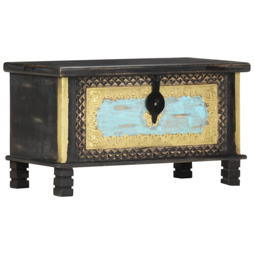 VidaXL vidaXL Solid Mango Wood Storage Chest Black 80x40x45cm Storage Cabinets Trunks
